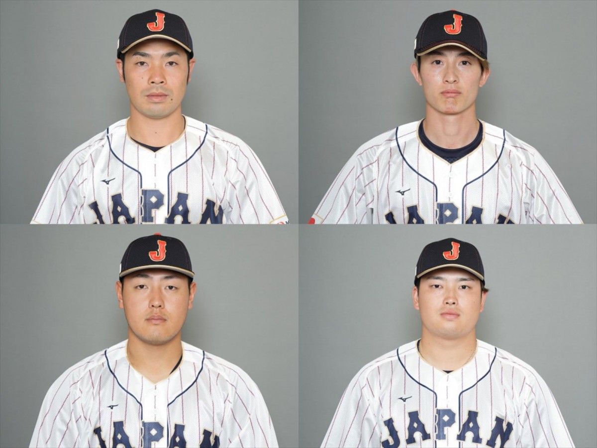 『WBC2023 ザ・ファイナル』に出演する(上段左から)近藤健介選手・周東佑京選手(下段左から)岡本和真選手・村上宗隆選手