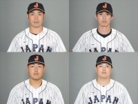 『WBC2023 ザ・ファイナル』に出演する（上段左から）近藤健介選手・周東佑京選手（下段左から）岡本和真選手・村上宗隆選手