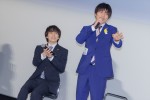 ドラマ『おっさんずラブ‐リターンズ‐』出演者舞台あいさつイベントに登壇した（左から）林遣都、田中圭