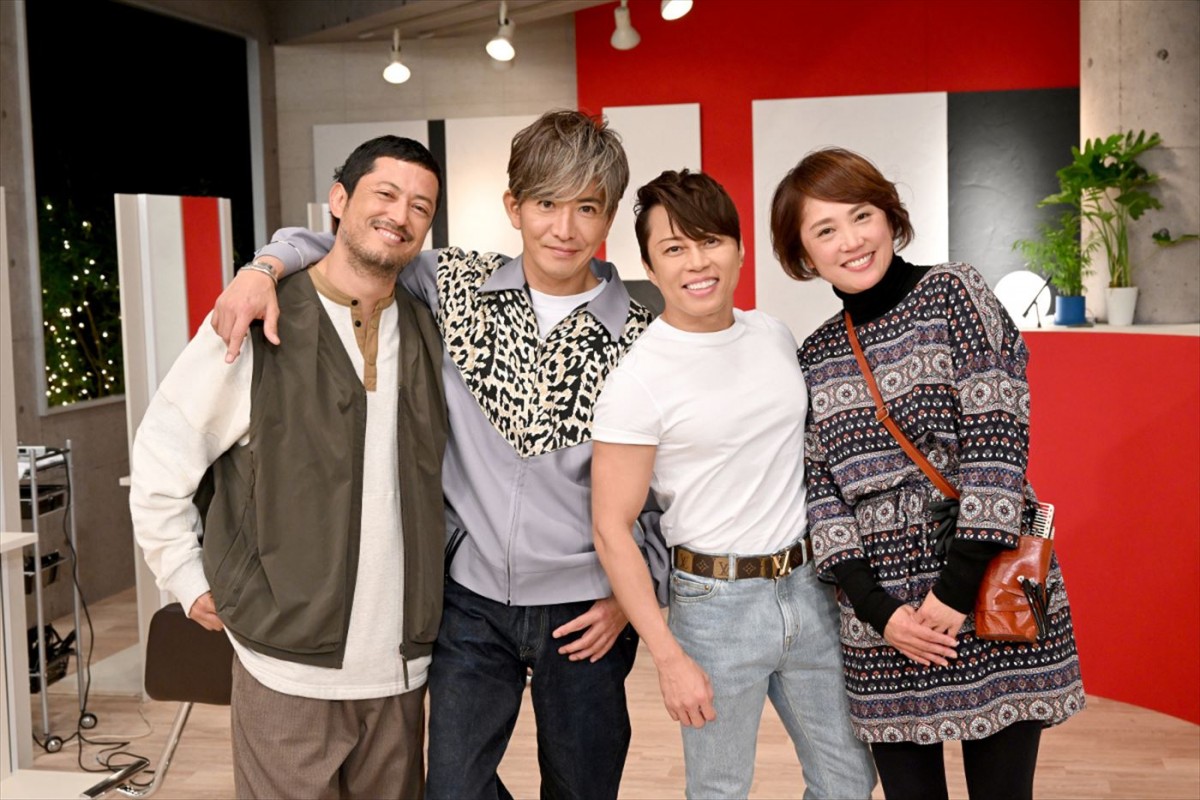 『さんま・玉緒のお年玉!あんたの夢をかなえたろかSP2023』より、ドラマ『Beautiful Life』出演の(左から)池内博之、木村拓哉、西川貴教、原千晶