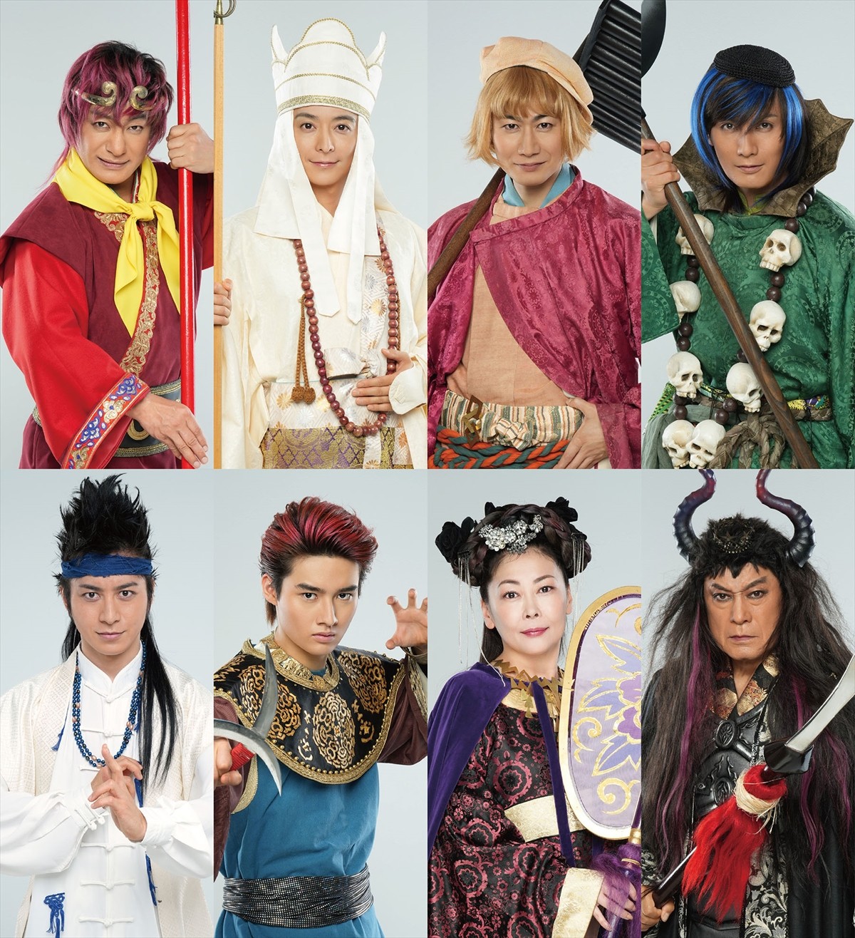 日本テレビ開局70年記念舞台『西遊記』に出演する（上段左から）片岡愛之助、小池徹平、戸次重幸、加藤和樹、（下段左から）村井良大、藤岡真威人、中山美穂、松平健