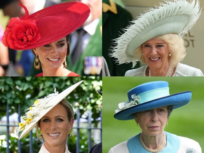 ロイヤルアスコット2023（上段左から）キャサリン皇太子妃、カミラ王妃（下段左から）ザラ・ティンダル、アン王女