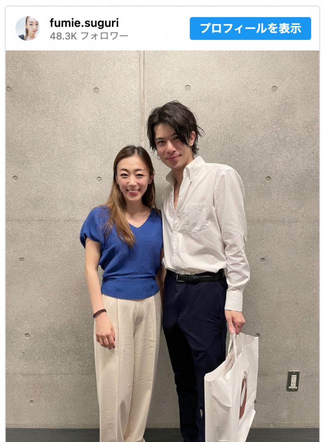 （写真左から）村主章枝、柿澤勇人　※「村主章枝」インスタグラム