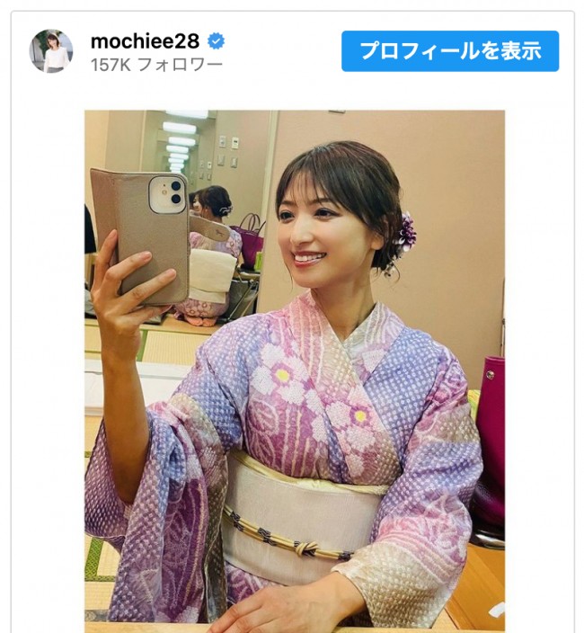 浴衣姿の自撮りショット　※「望月理恵」インスタグラム