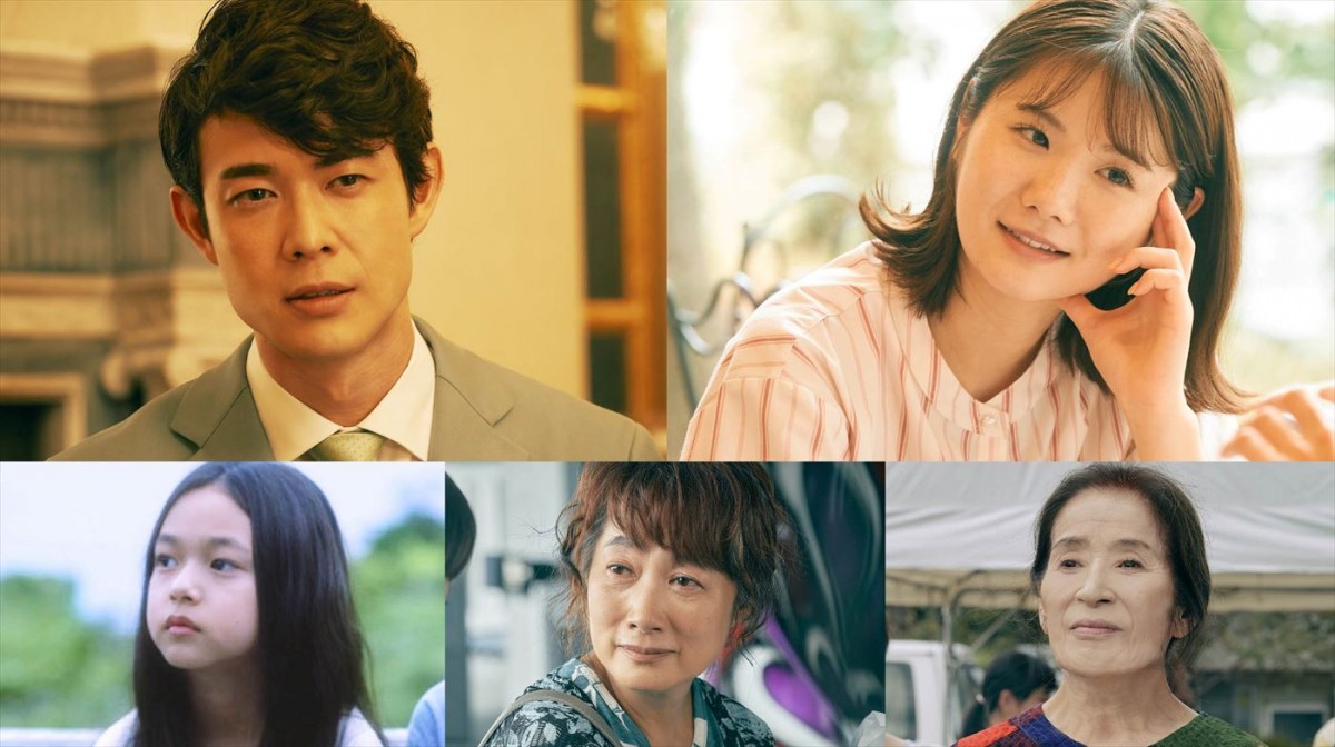 映画『52ヘルツのクジラたち』に出演する(上段左から)宮沢氷魚、小野花梨、(下段左から)桑名桃李、余貴美子、倍賞美津子