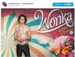 ティモシー・シャラメ、シアーなメタリックトップでレッドカーペットに　※「Wonka Movie」インスタグラム