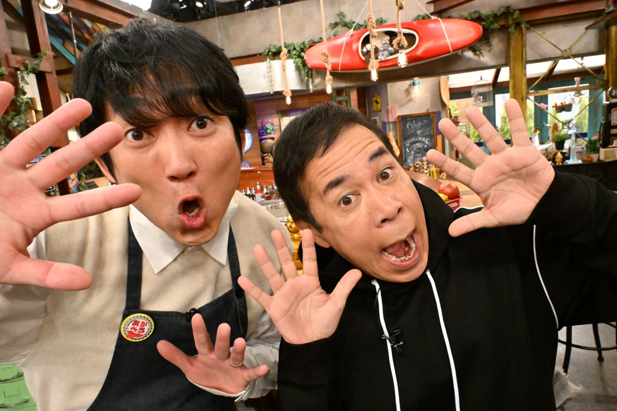 『おかべろ2時間生放送SP』に出演する(左から)NON STYLE・石田明、ナインティナイン・岡村隆史