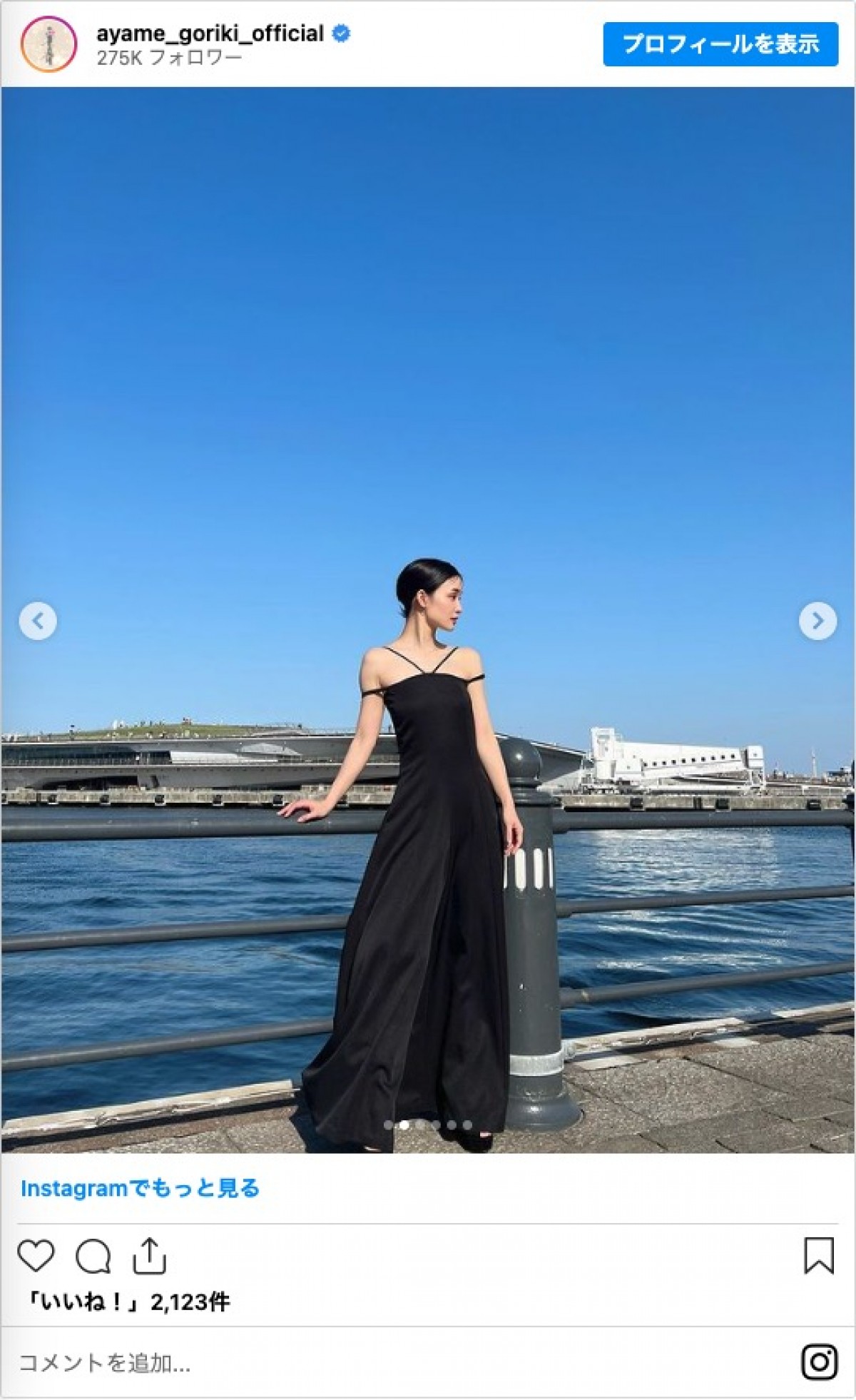 剛力彩芽、ブラックドレス姿に称賛の声「美しすぎてため息しか出ない」
