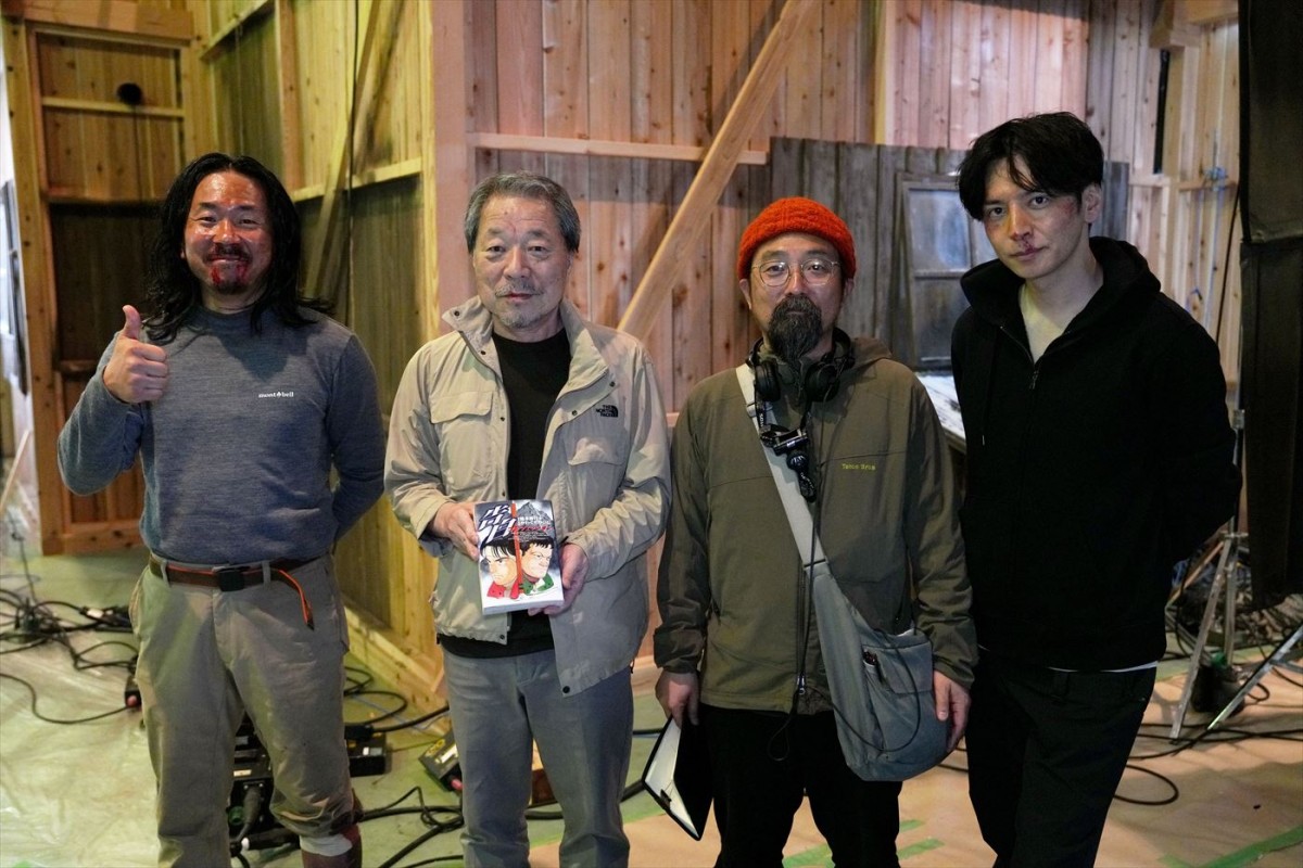 映画『告白 コンフェッション』より（左から）ヤン・イクチュン、原作漫画・作画のかわぐちかいじ、山下敦弘監督、生田斗真