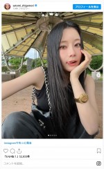 重盛さと美、かわいすぎる舌ペロを披露　※「重盛さと美」インスタグラム