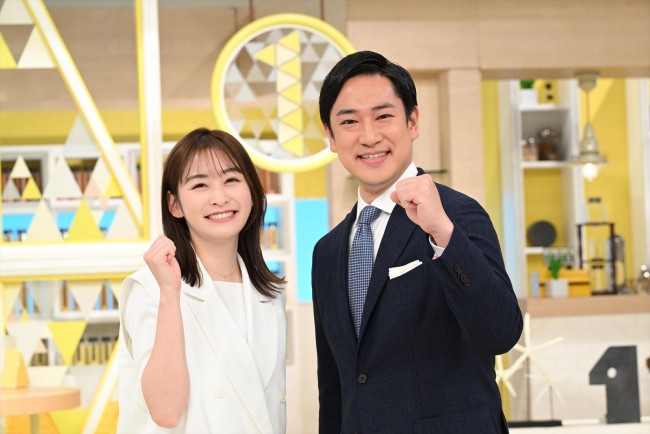 『シューイチ』4月から出演する（左から）岩田絵里奈アナ、辻岡義堂アナ