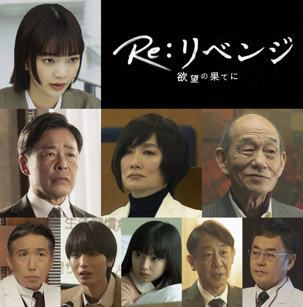 ドラマ『Re:リベンジ‐欲望の果てに‐』に出演する(1段目左)見上愛、(2段目左から)光石研、余貴美子、笹野高史、(3段目左から)梶原善、青木柚、白山乃愛、利重剛、小木茂光