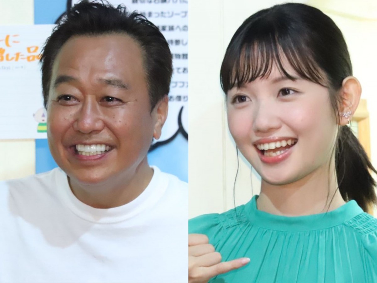 (左から)三村マサカズ、田中瞳アナウンサー