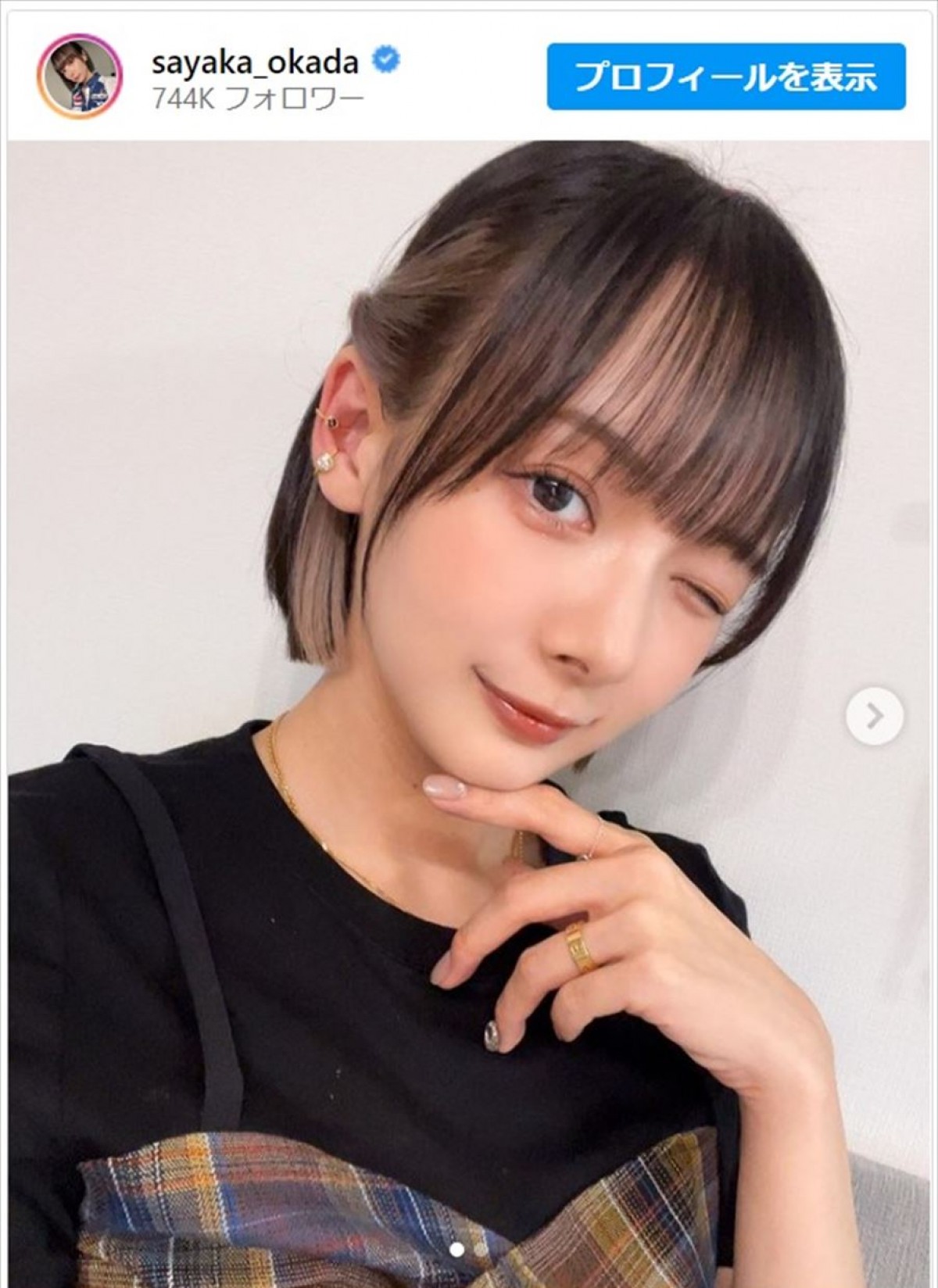 岡田紗佳、インナーカラーの入った新しい髪型を披露　※「岡田紗佳」インスタグラム
