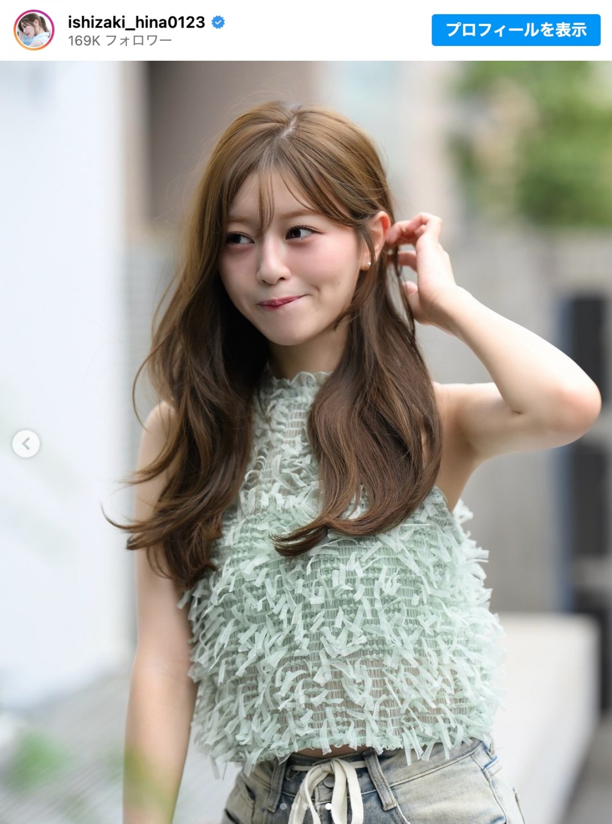 石崎日梨、透明感あふれるノースリーブ姿に「大人可愛い」「ほんっとに天使」