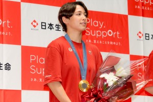 出口クリスタ、パリ2024オリンピック チームニッセイ 報告会に登場