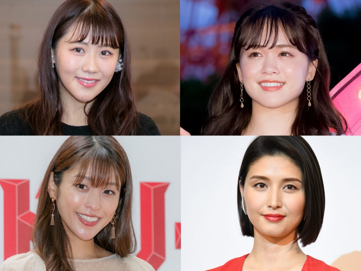 (左上から時計回りで)西野未姫、菅本裕子(ゆうこす)、橋本マナミ、岡副麻希