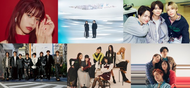 11月25日放送の『CDTVライブ!ライブ!』に出演する(上段左から)アイナ・ジ・エンド、いきものがかり、timelesz(下段左から)Hey! Say! JUMP、Little Glee Monster、緑黄色社会