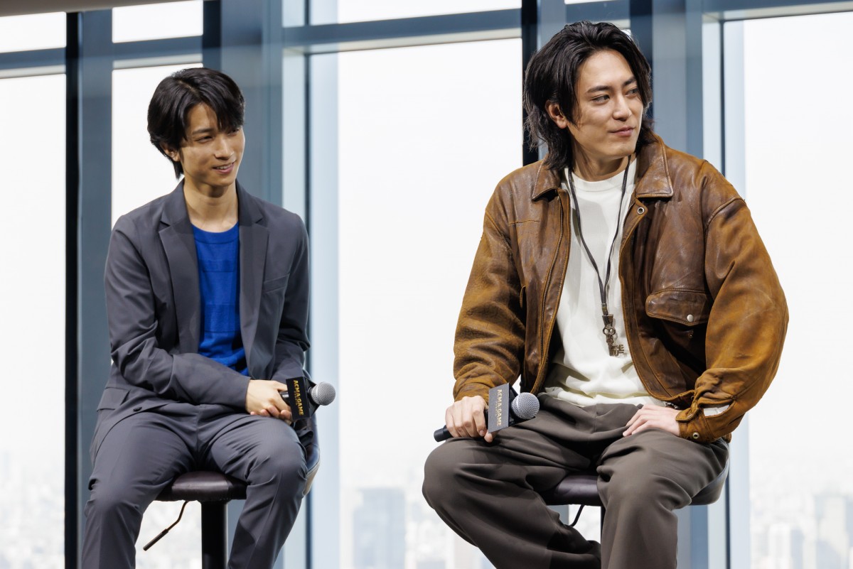 ドラマ『ACMA:GAME アクマゲーム』第1話プレミア試写会に出席した田中樹(左)と間宮祥太朗(右)