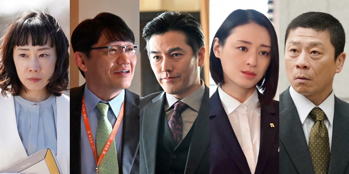 ドラマ『花咲舞が黙ってない』に出演する(左から)山田真歩、飯尾和樹(ずん)、要潤、栗山千明、三宅弘城