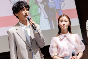 ドラマ『ミス・ターゲット』制作発表会見に出席した上杉柊平、松本まりか	