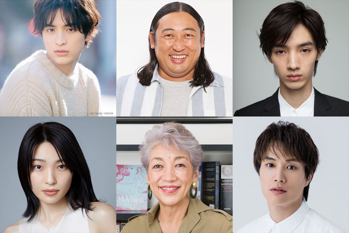 『アクターズ・ショート・フィルム4』主演の(上段左から)一ノ瀬颯、秋山竜次(ロバート)、清水尋也(下段左から)芋生悠、 中尾ミエ、鈴木伸之