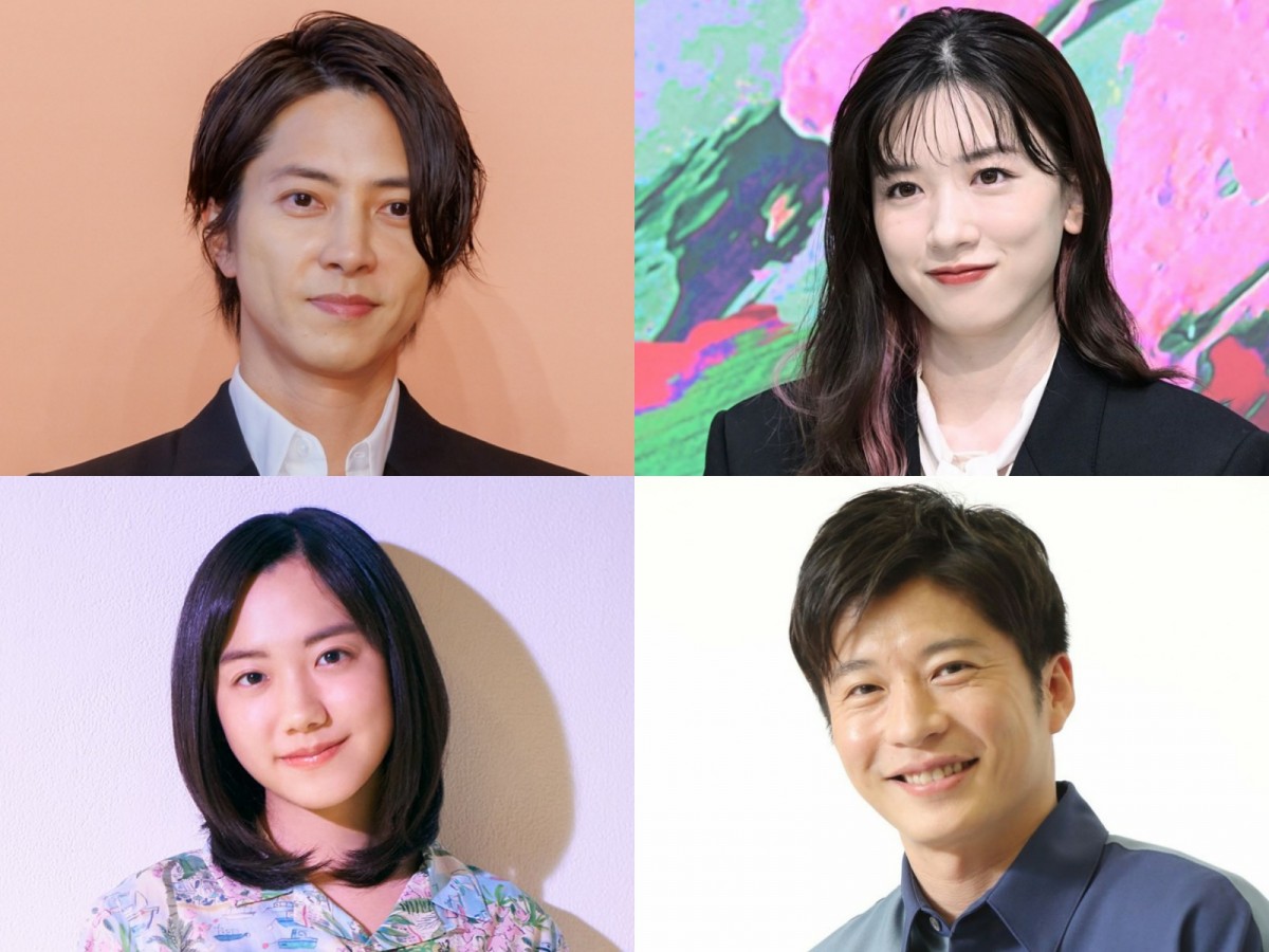 (左上から時計回りで)山下智久、永野芽郁、田中圭、芦田愛菜