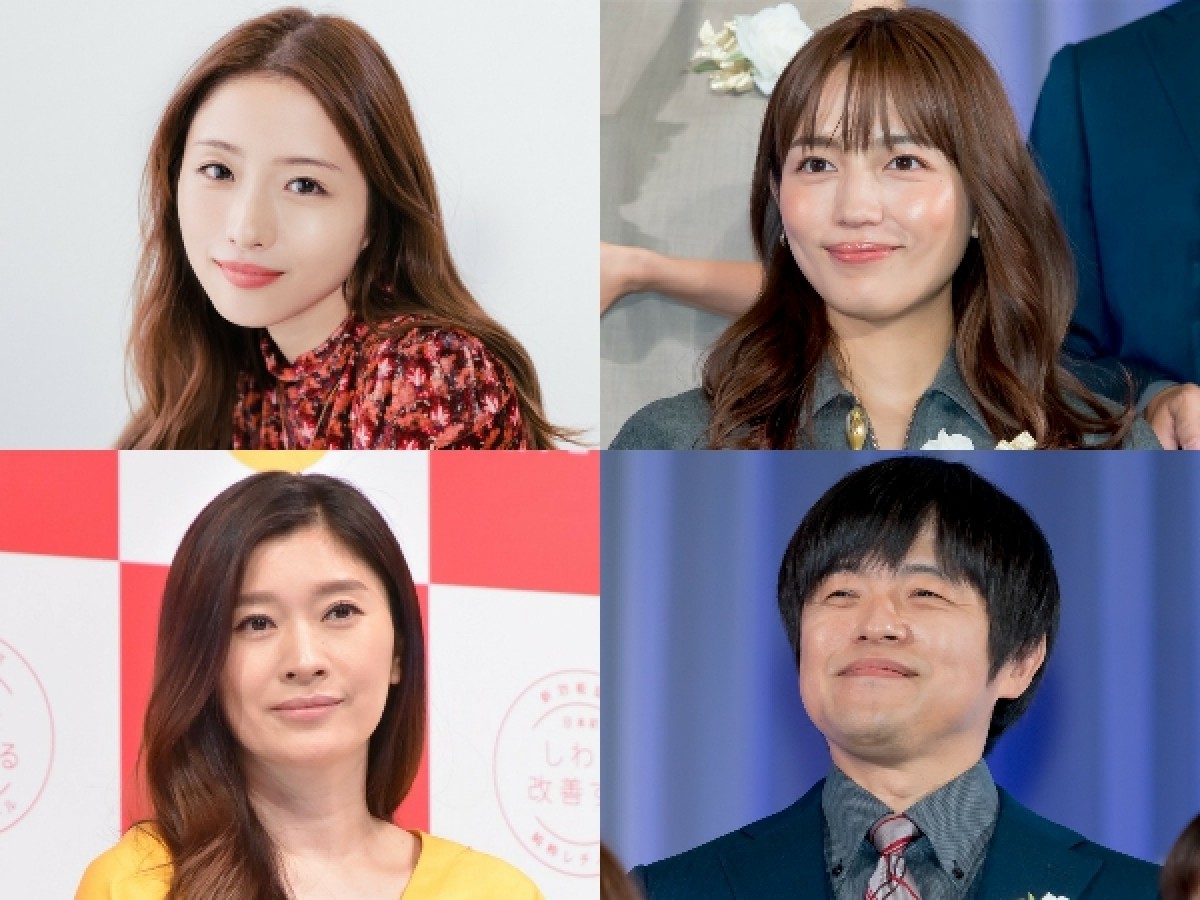 (左上から時計回りに)石原さとみ、川口春奈、バカリズム、篠原涼子