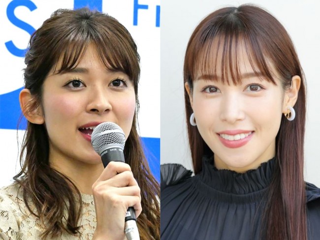(左から)山本里菜、鷲見玲奈