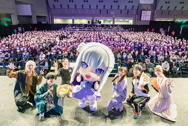 『Re:ゼロから始める異世界生活』3rd season スペシャルステージに出席した(左から)岡本信彦、天崎滉平(「崎」の正式表記は「たつさき」)、新井里美、高橋李依、小林裕介、山根綺