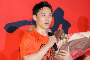 バスケットボール 男子日本代表・河村勇輝選手、三井不動産 AKATSUKI JAPAN 壮行会に登場