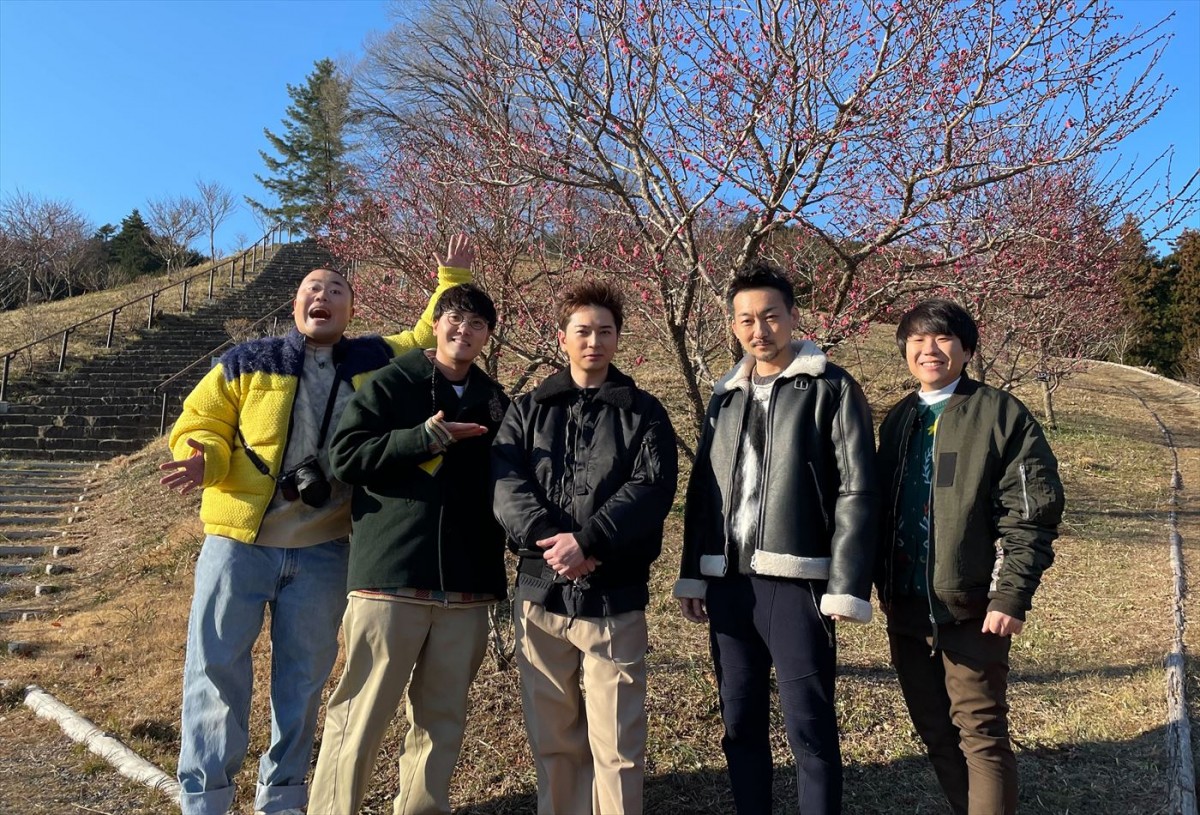 3月10日放送の『なりゆき街道旅』より(左から)岡部大、菊田竜大、松本潤、波岡一喜、秋山寛貴