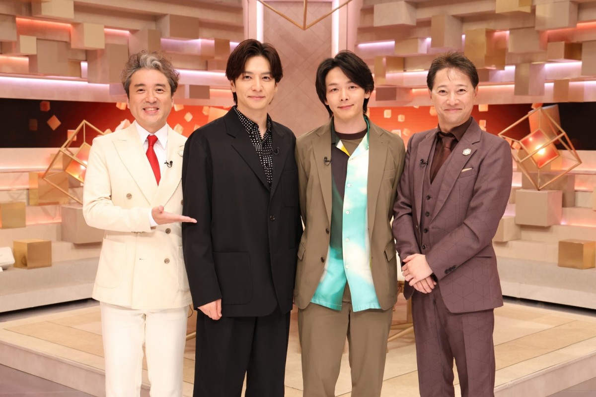 7月28日放送の『だれかtoなかい』(左から)ムロツヨシ、生田斗真、中村倫也、中居正広