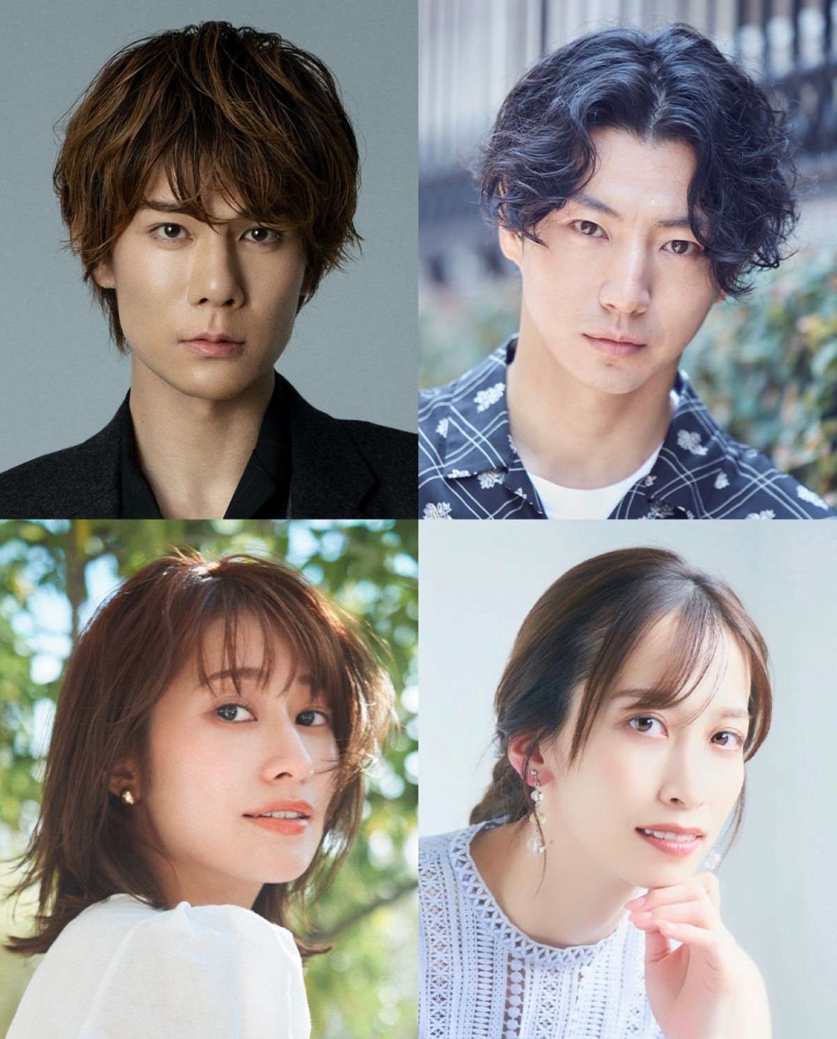 ミュージカル『ボニー&クライド』に出演する(上段左から)柿澤勇人、矢崎広(下段左から)桜井玲香、海乃美月
