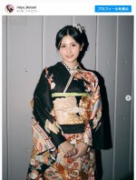 池谷実悠、黒の振袖が似合いすぎ　※「池谷実悠」インスタグラム