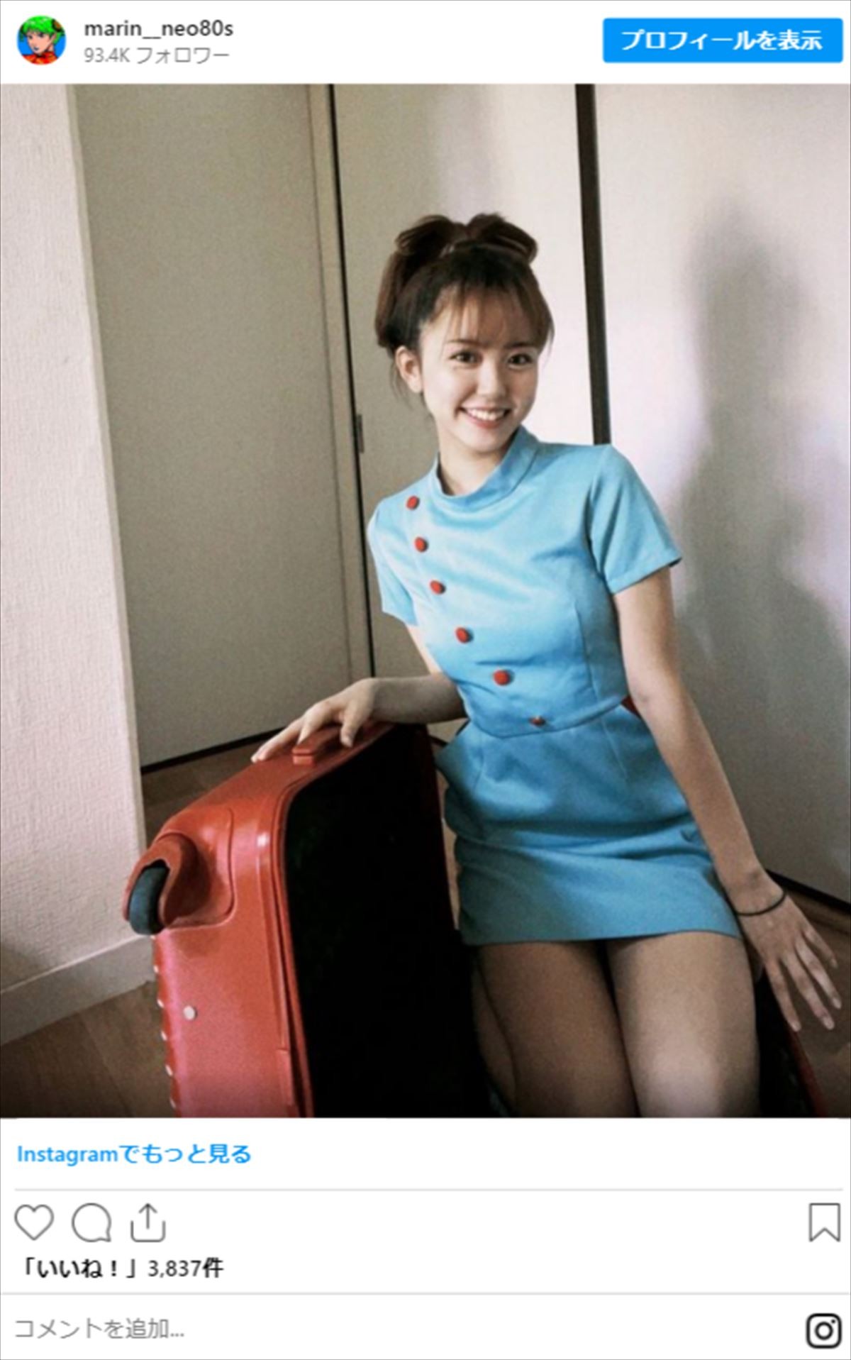 “Z世代の昭和好き”美人インフルエンサー23歳、昭和風ミニスカ“美脚”ショットに「平成が生んだ奇跡」