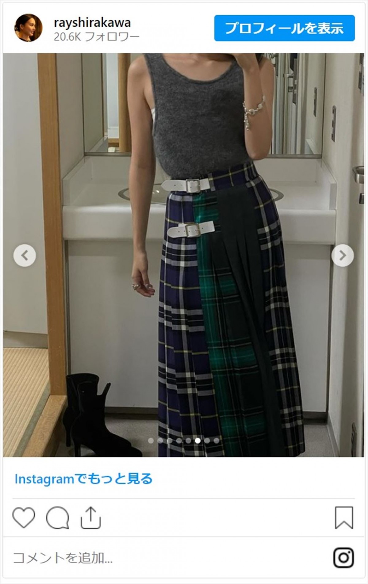 貴乃花光司の娘・白河れい、美脚全開のミニスカコーデに絶賛「爽やか綺麗kawaiiです」「美脚に美肌が強烈！」