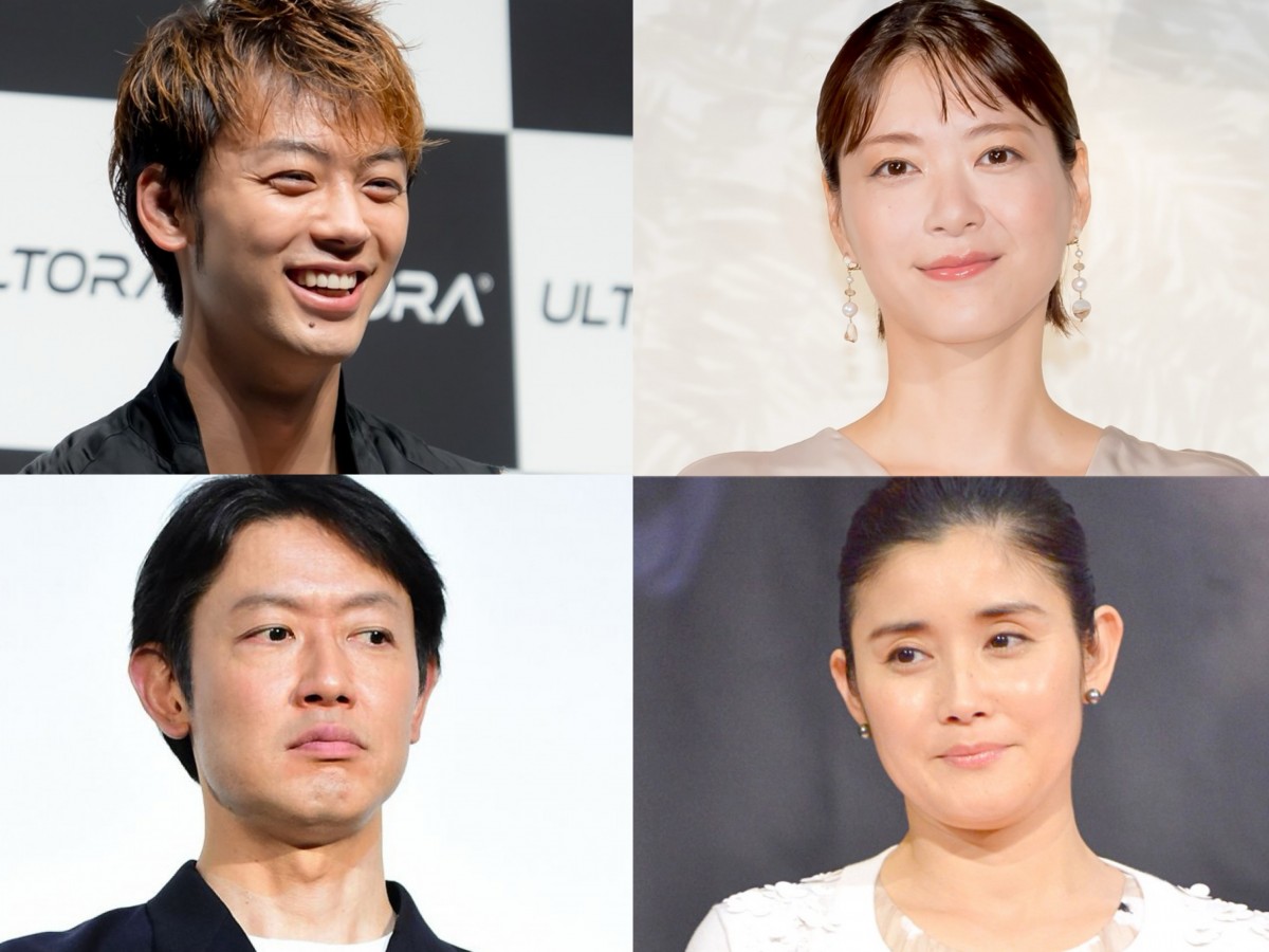 (左上から時計回りで)竹内涼真、上野樹里、石田ひかり、筒井道隆