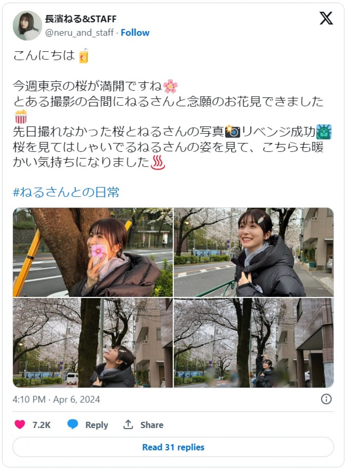 美女たちと桜が“美の競演”！　女性芸能人のお花見ショットをイッキ見