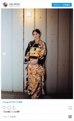 池谷実悠、黒の振袖が似合いすぎ　※「池谷実悠」インスタグラム