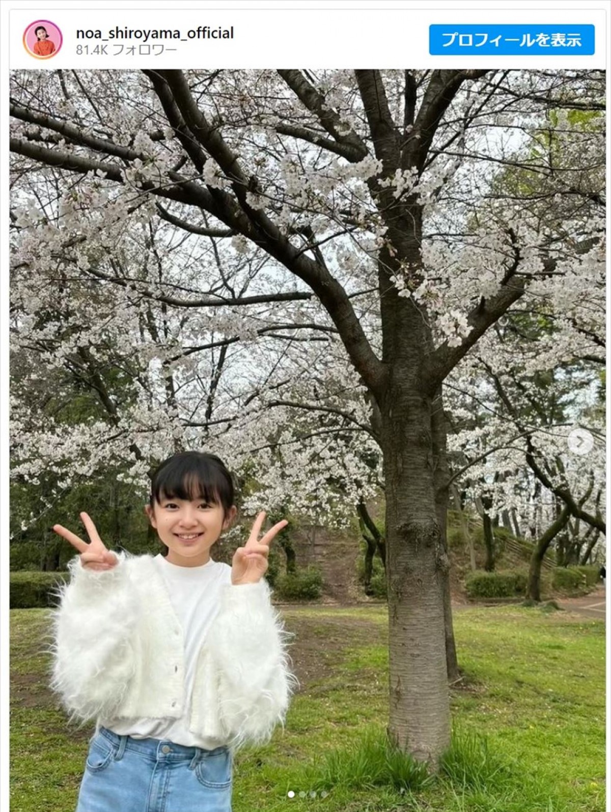 子役・白山乃愛、お花見を楽しむ姿がかわいすぎ「どんどん綺麗になりますね」「洋服オシャレ」