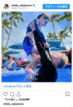 中村獅童、子どもとプール楽しむオフショットを披露　※「中村獅童」インスタグラム