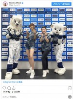 西武戦の始球式に臨んだhitomi　※「hitomi」インスタグラム
