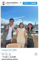 （写真左から）榎並大二郎、石川佳純、佐久間みなみ　※「石川佳純」インスタグラム
