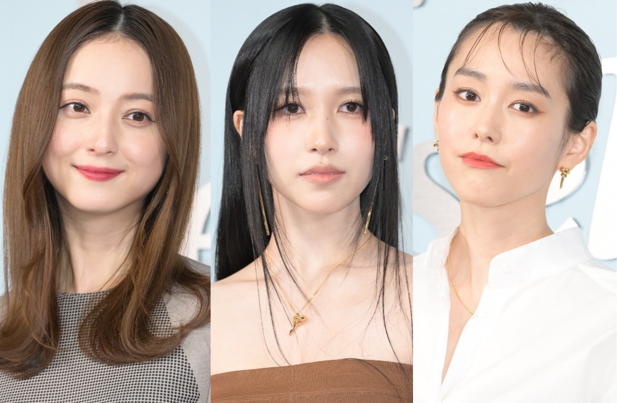 「FENDI selleria(フェンディ セレリア)」レセプションフォトコールに登場した(左から)佐々木希、TWICE・MINA、桐谷美玲
