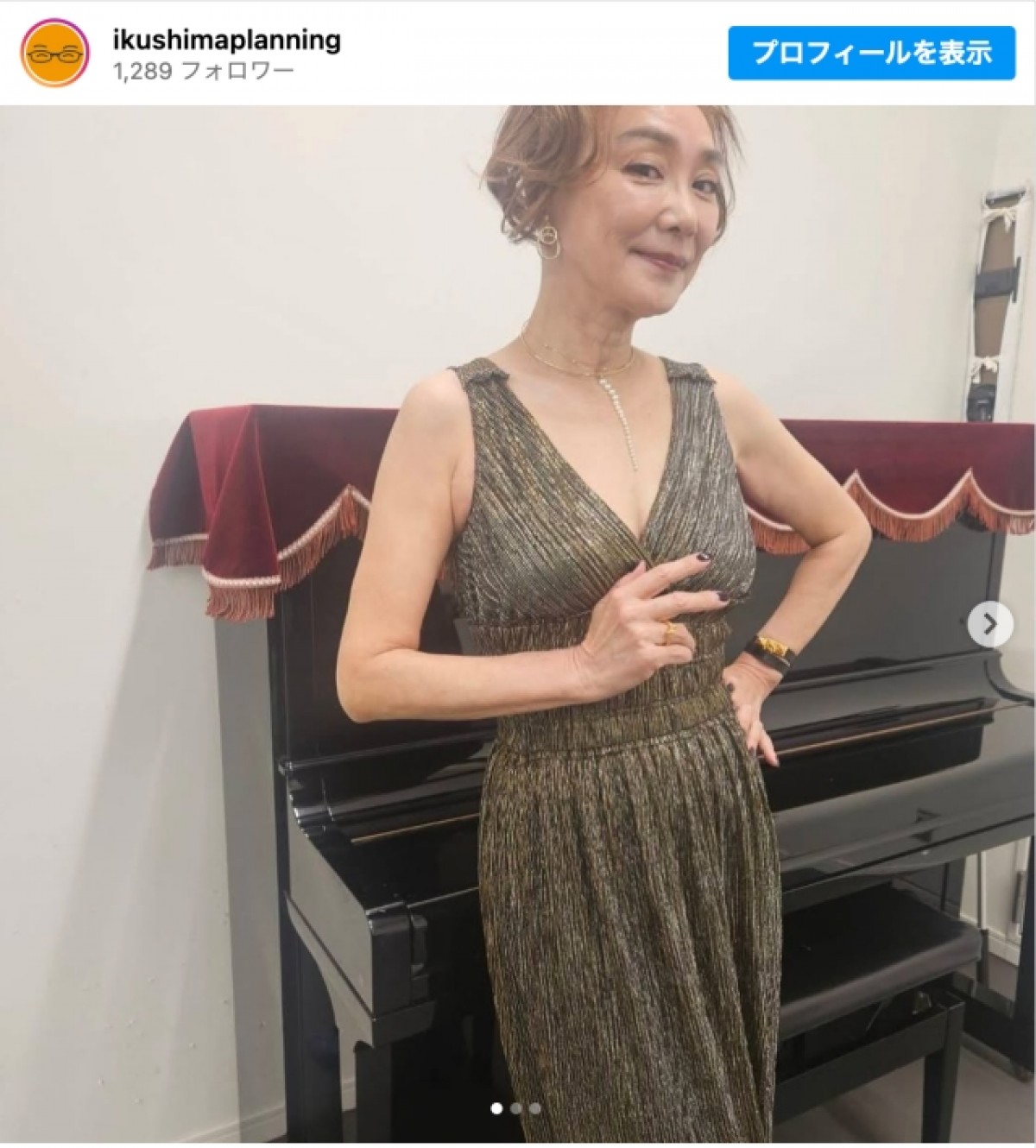 浅野温子63歳、金髪姿の近影　※「生島企画室」インスタグラム