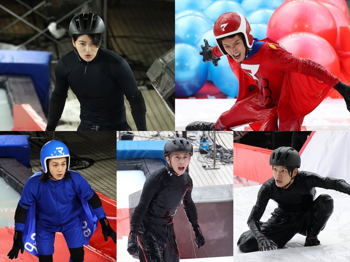 『お笑いオムニバスGP 2025』に出演する(上段左から)菊池風磨(timelesz)、向井康二(Snow Man)、(下段左から)松田元太(Travis Japan)、末澤誠也(Aぇ! group)、佐野晶哉(Aぇ! group)