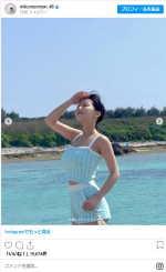 短パン＆タンクトップ姿がかわいい田中美久　※「田中美久」インスタグラム