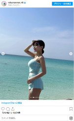 短パン＆タンクトップ姿がかわいい田中美久　※「田中美久」インスタグラム