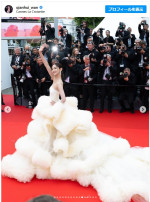 カンヌ国際映画祭のレッドカーペットに登場した中国人インフルエンサーのワン・チェンフイ　※「ワン・チェンフイ」インスタグラム